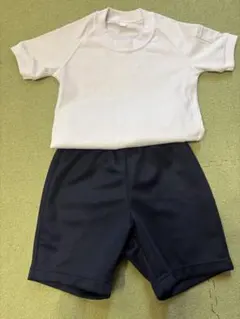 【美品】トップバリュ体操服 上下セット 120 白×紺／小学校受験入学準備