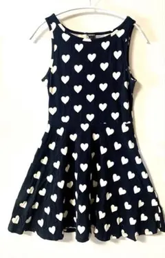 ノースリーブ　ミニワンピース　ハート柄　黒　ブラック　美品