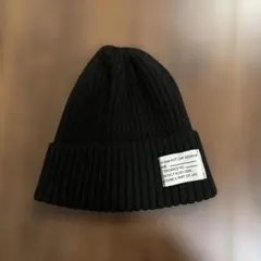 キッズブラックニット帽 フリーサイズ アクリル100%