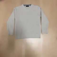 ホワイトリブ編み 長袖ニット