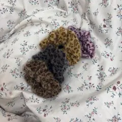 ファー素材 レオパード柄ヘアゴム 4個セット