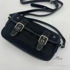 人気✨コーチ ショルダーバッグ シグネチャー 斜め掛け キャンバス ブラック