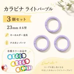a23)カラビナ3個セット 23ミリ ライトパープル キーホルダー　ナスカン