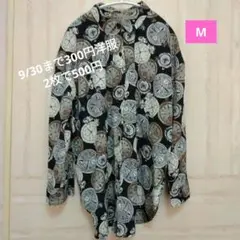 used　時計柄　柄シャツ　ブラウス