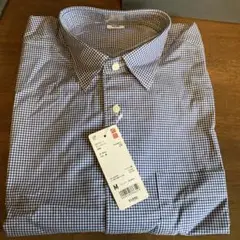 UNIQLO 長袖シャツ M ネイビーとホワイトのチェック柄