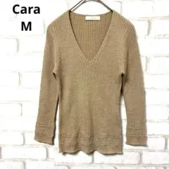 Cara ニット　セーター　Ｖネック　ラメ　アクリル　ウール　日本製　M