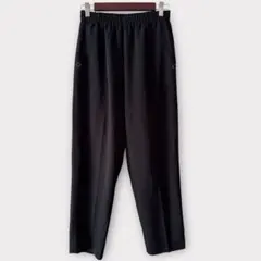 ボタンアクセント テーパードパンツ ブラック Lサイズ ウエストゴム