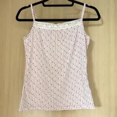 ピンクキャミソール　ドット　レース　レイヤードのサムネイル