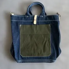 デニム トートバッグ ネイビー オリーブ