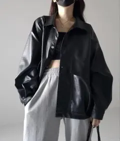 me+em select ビッグシルエットボーイフレンドレザージャケット