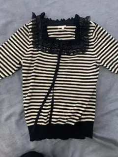 to be chicストライプ柄ニットカーディガン