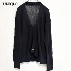 【ユニクロ】 綿100% メッシュ ショート カーディガン 黒 Lのサムネイル
