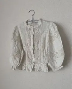 ZARA ザラ エンブロイダリー レース パフスリーブ ブラウス