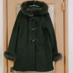 ナノユニバース 黒 ダッフルコート リアルファー付