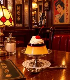 昭和レトロな喫茶店のプリンアラモード 食品サンプル フェイクスイーツ