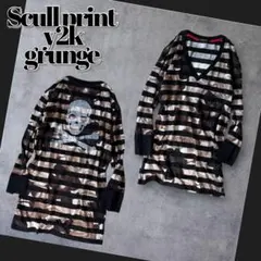 archive striped scull print tee y2k