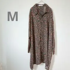 ♥美品レディースワンピース小花柄シャツワンピース羽織シアーシャツ長袖М