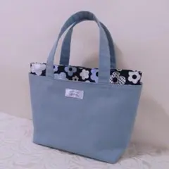 ハンドメイド　あおりポケットつきミニトートバッグ