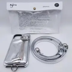 ajew iPhone15 ケース シルバー ショルダー付 エジュー カバー