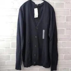 タグ付き未使用品　ユニクロ　リネンコットンVネックカーディガン　ネイビー　L