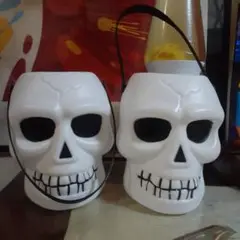 美品　スカルバケツ　SKULL bucket　小物入れ　ドクロ