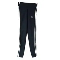 adidas ブラック サイドストライプ パンツタイツレギンストレーニング薄手