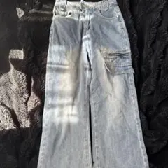 ライトブルー ワイドレッグデニム