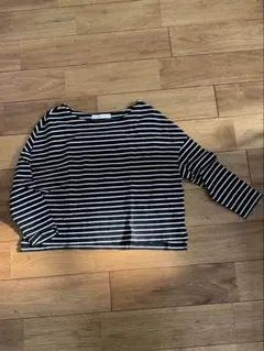 NANO universe ボーダーワイドドロップトップス コットン100%