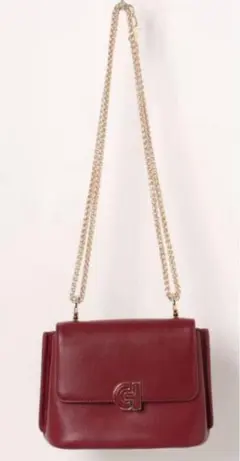 コールハーンバーガンディレザーショルダーバッグ