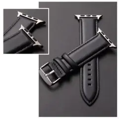 本革 アップルウォッチ ベルト ブラック 黒 42/44/45/49mm