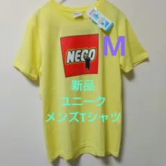 新品 NECO ロゴ メンズTシャツ 綿混 イエロー パロディ おもしろTシャツ