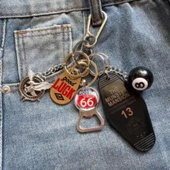アメカジ キーホルダー じゃらじゃら カラビナ付き 古着 ストリート レトロ