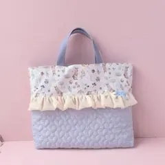 ハンドメイド レッスンバッグ 上靴袋 ミルキーラビット レッスンバッグ 手提げ ミルキーラビット ピンク ハート キルティング