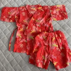 みき様専用　peach time 赤 甚平 110 女の子