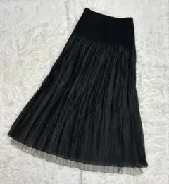 【美品】GALETTE シフォンフレア　ロングプリーツスカート 黒 38