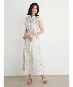 SNIDEL マーブルフラワー柄ワンピース アイボリー