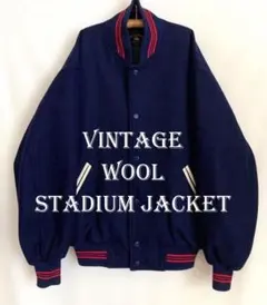 80s ウールスタジャン ネイビー ビンテージ 紺 ユニセックス レア