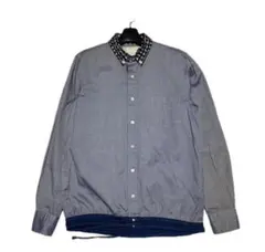 sacai シャンブレー 異素材ドッキングシャツ ドローコード サイズ3