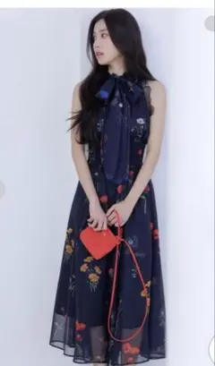 SNIDEL バックリボンシフォンワンピース