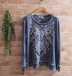 style & co　刺繍入り　グレー系　長袖　トップス　シャツ　Мサイズ