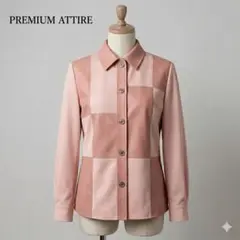 日本製 シアー パッチワーク ジャケット M ピンクベージュ 春夏 透け感