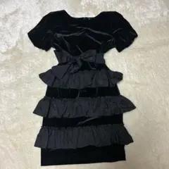 パ―ティードレス 黒ワンピース LOURBIGO S～M