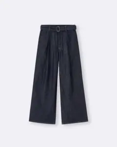 ライトデニムベルテッドワイドパンツ　Sサイズ