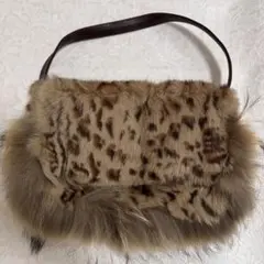 《お値下げ》レオパードプリント ファー ハンドバッグ