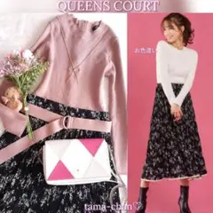 ＱＵＥＥＮＳ ＣＯＵＲＴ ベルトset花柄プリーツスカートドッキングワンピース