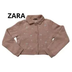 【美品】ZARA ザラ 雪柄 ノルディック ニットカーディガン ピンク M