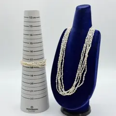 5連 淡水パールネックレス　ブレスレットセット SV 36.5g
