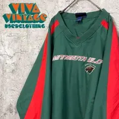 レア【古着】NHLミネソタワイルド 刺繍プルオーバーナイロンジャケット 3XL