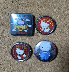 平成レトロ　ハローキティ　缶バッジ4個セット　レア