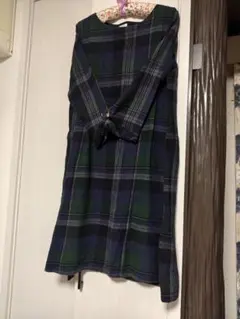 チェック柄長袖　ワンピース